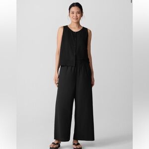 Eileen Fisher Black Wide-Leg Elastic-Waist Pants